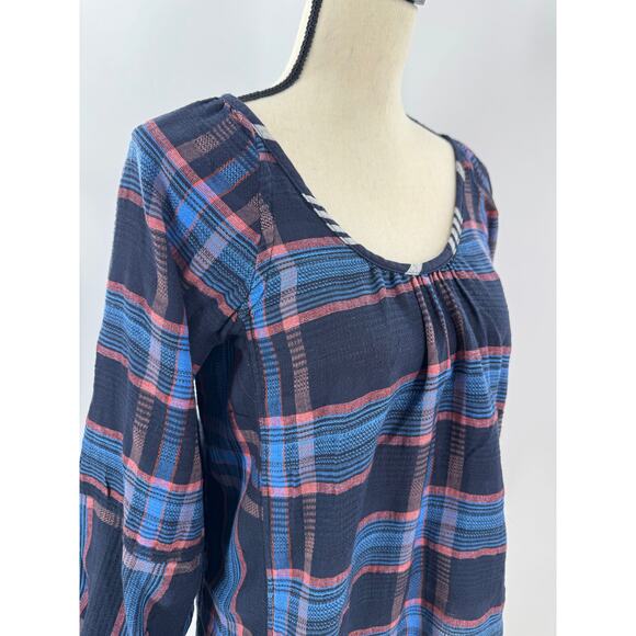 Ace & Jig Black Plaid Pullover Peasant Top Check Balloon Sleeve Blouse Small - Picture 3 of 8